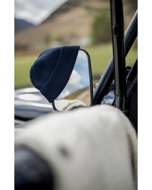 Paul James Knitwear Blue Lightweight Cotton Docker Whitby Beanie for men