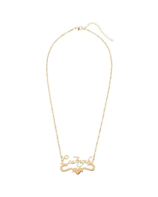 Black Cake Metallic City Of Angels Los Angeles Nameplate Necklace