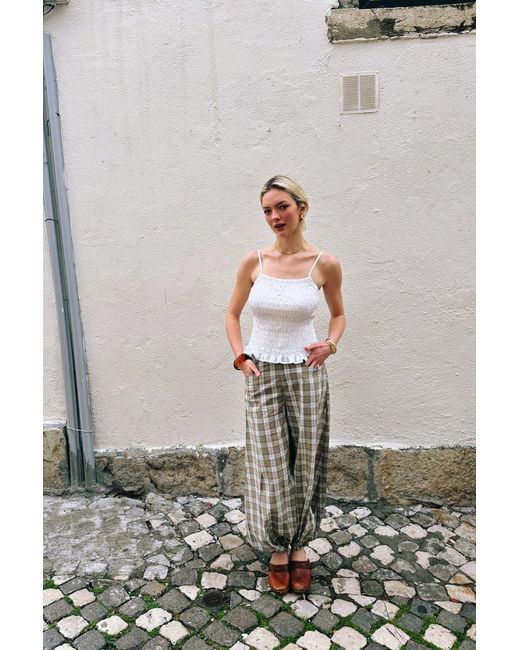 Amy Lynn Brown Esme Check Cotton Balloon Trousers