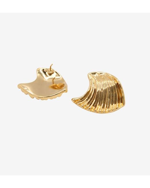 Uchi and Soto Metallic Nami Wave Large Stud Earrings