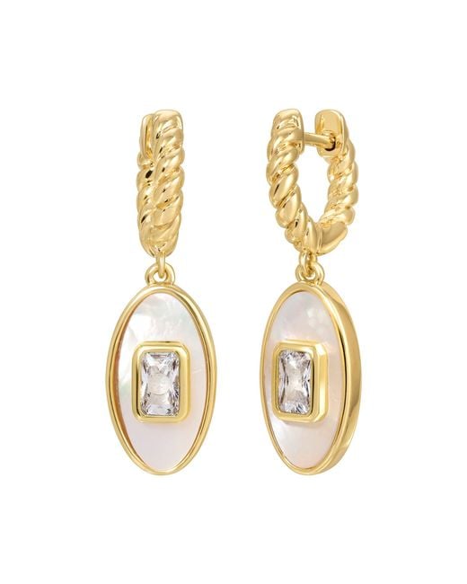 Leeada Jewelry Metallic Juno Pendant Earrings Mother Of Pearl