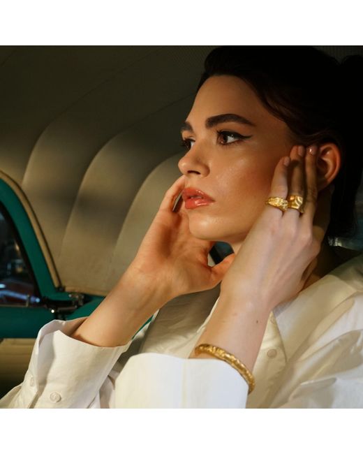 LINYA JEWELLERY Metallic Deka Amorphous Rectangular Matte Ring