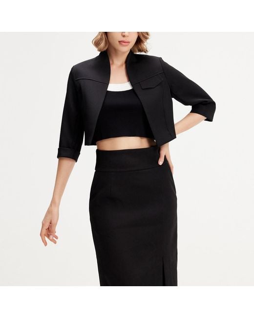 Smart and Joy Blue Front Slit Pencil Skirt