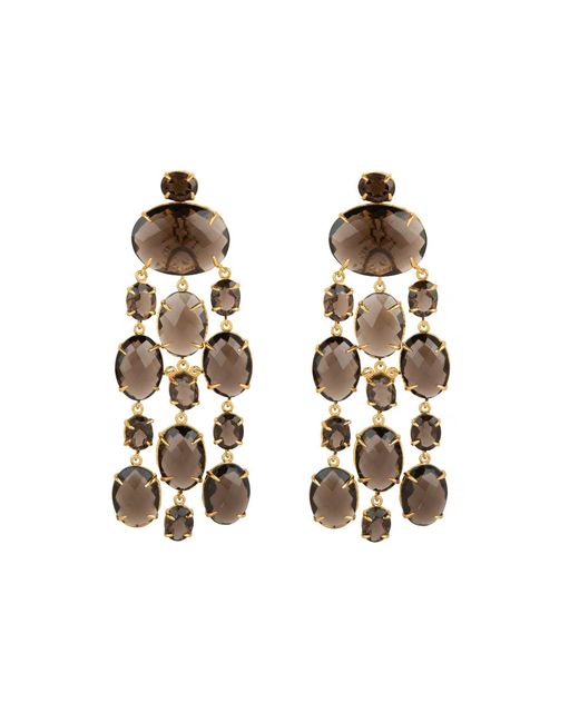 Bounkit Metallic Marysol Earrings Smoky Quartz Pierced