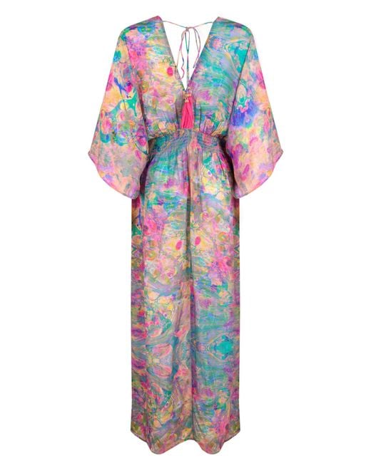 Sophia Alexia Multicolor Fantasia Capri Kimono Dress