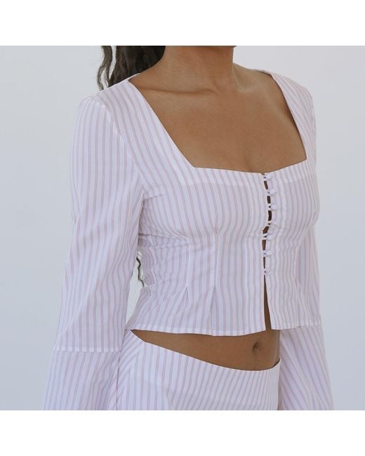 NUAJE NUAJE White Lea Square Neck Flared Sleeve Top