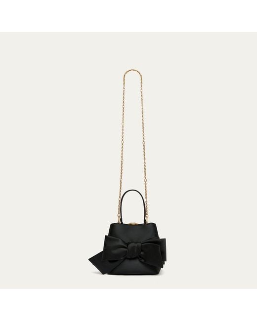 Lulu Guinness Black Satin Bow Ruby Handbag