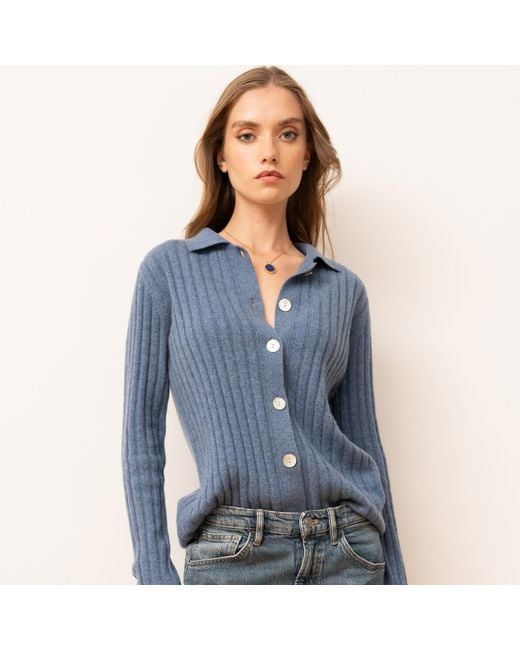 Bel Cashmere Blue Charlotte Cashmere Cardigan