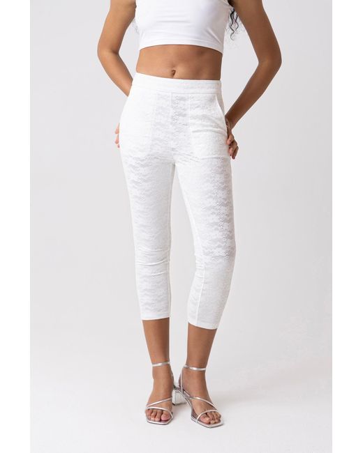 Amy Lynn White Penny Lace Capri Pants