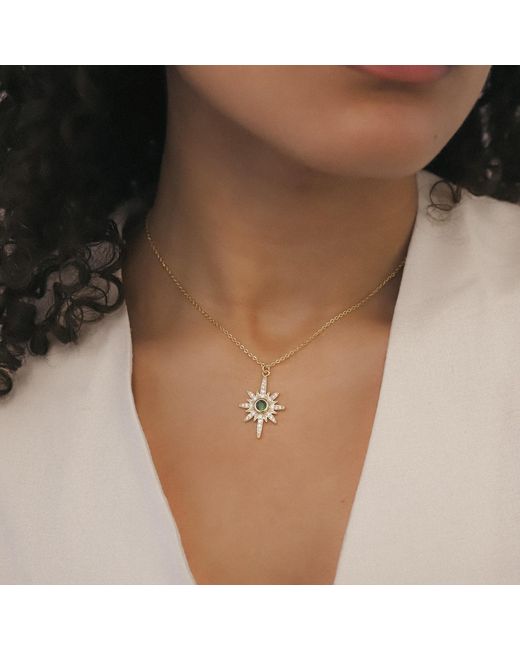 Luna Charles Metallic Heidi North Star Birthstone Necklace Plated May