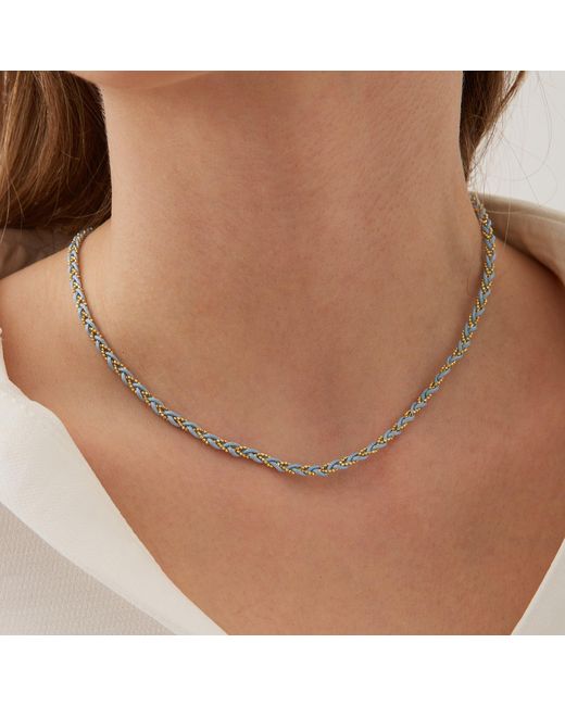 Spero London Metallic Handmade Rope Braided Sterling Beaded Chain Necklace