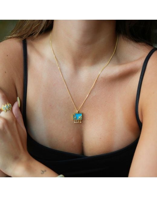 Ebru Jewelry Blue Starfish Ocean Spirit Animal & Pendant Chain Necklace