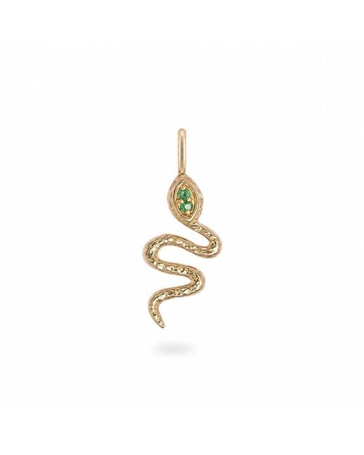 Zohreh Metallic Emerald Snake Pendant 9K
