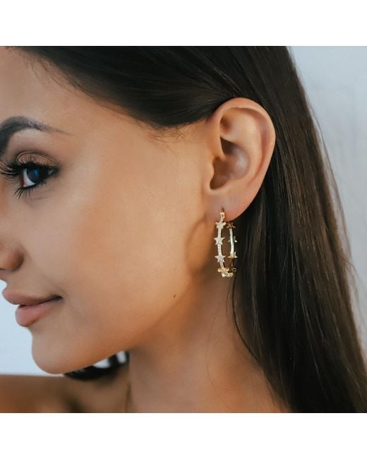 Luna Charles Metallic Aneira Star Hoop Earrings