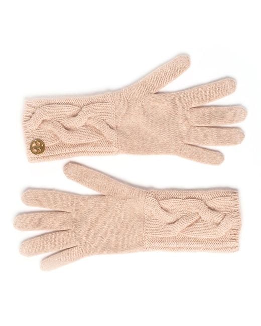 Bel Cashmere Pink Neutrals Cable Knitted Cashmere Gloves