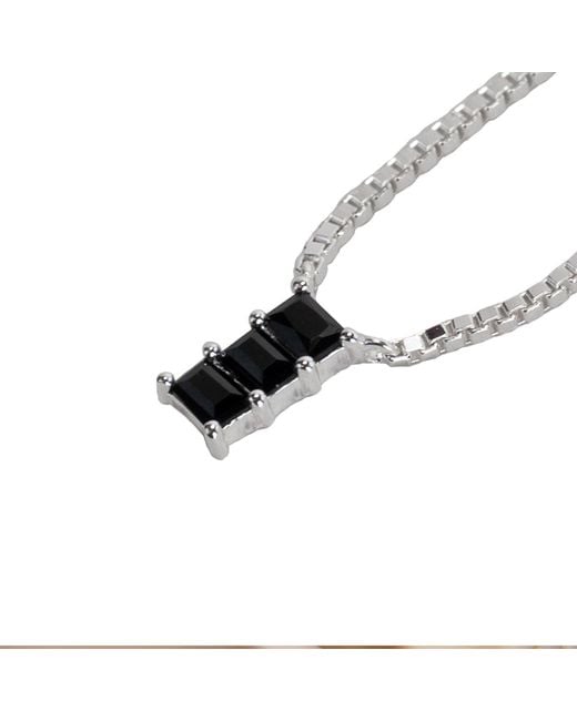 NASI SILVER Black Baguette Nahar Necklace- Onyx
