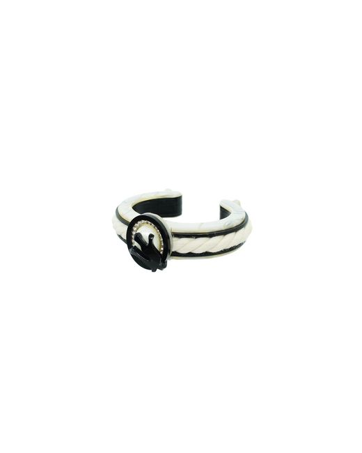 Gissa Bicalho Black Acrylic Handmade Bracelet Coral And Pearl Cord