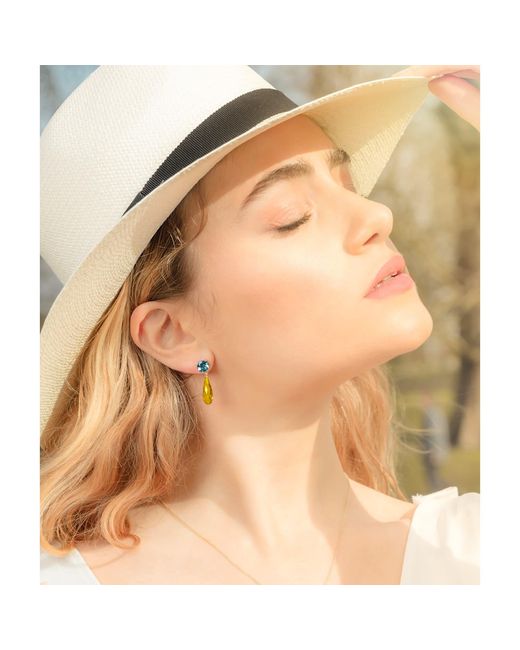 Augustine Jewels Blue Topaz & Citrine Drop Earrings