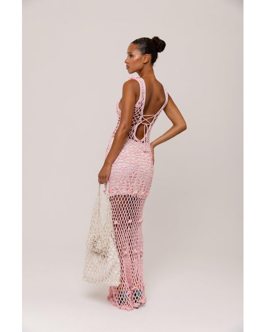 Andreeva Pink Vanilla Handmade Maxi Crochet Dress