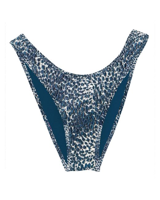 Blackbough Swim Blue Fiona High Rise Cheeky Bottoms Snow Leopard Jacquard