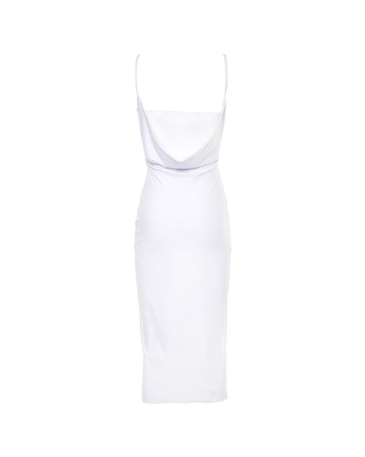 Brenda Agradi White Printed Sleeveless Evening Sheath Dress