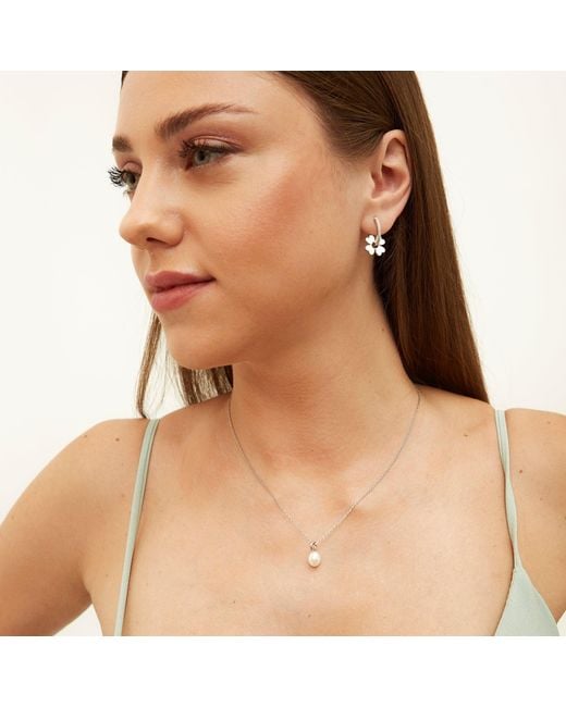 Spero London Metallic Sterling Enamel Clover Earrings