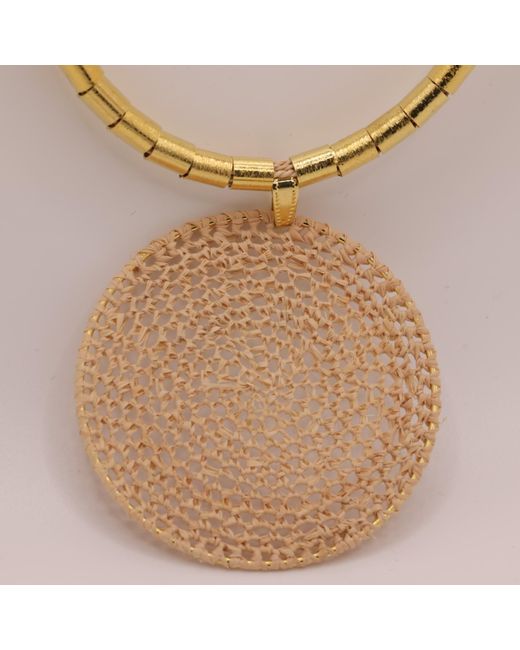 Nart Nature Making Art Metallic Neutrals The Dream Catcher Buriti Natural Fiber Necklace