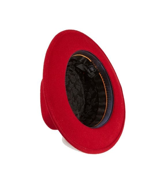Dasmarca Hats Red Pablo Oxblood Felt Wide Brim Wool Felt Fedora Hat