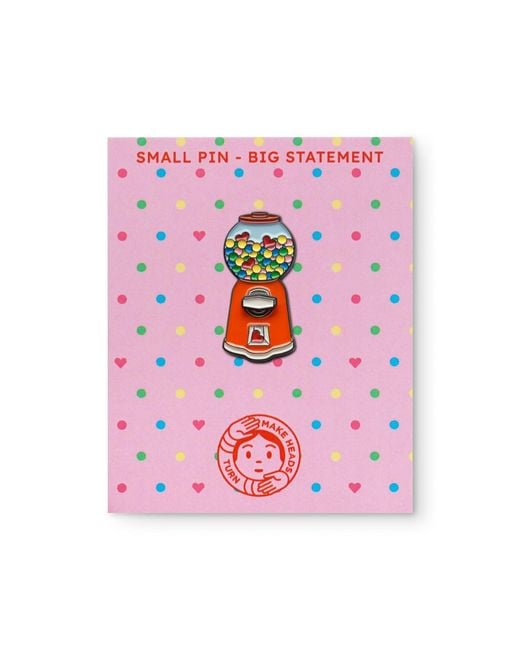 Make Heads Turn Red Enamel Pin Bubble Gum Machine