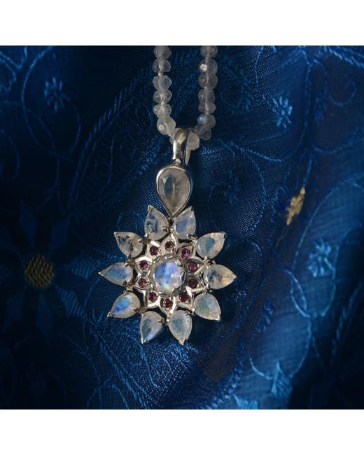 Emma Chapman Jewels Blue Stella Moonstone Garnet Pendant