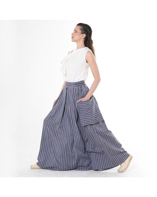 Metamorph Blue Maxi Striped Denim Skirt