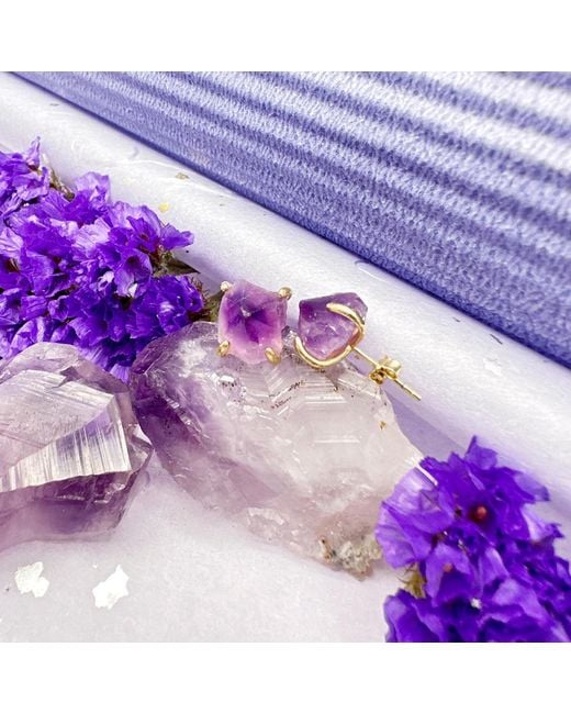 Farra Purple Amethyst Stone Stud Earrings