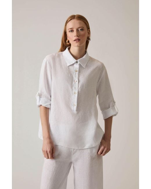 James Lakeland White Linen Blouse