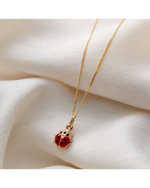 Posh Totty Designs Brown 9Ct Enamel Ladybird Charm Necklace
