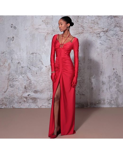 AGGI by HALEWSKI Red Dianna Maxi Evening Dress
