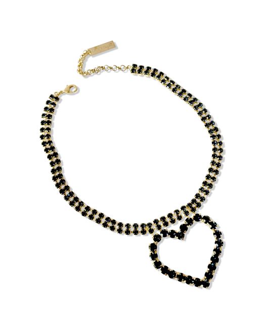 Laura Gray Metallic Dark Crystal Heart Necklace