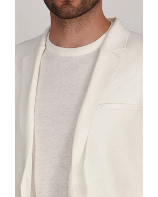 Paul James Knitwear White Lightweight Organic Cotton Linen Luca Knitted Blazer for men