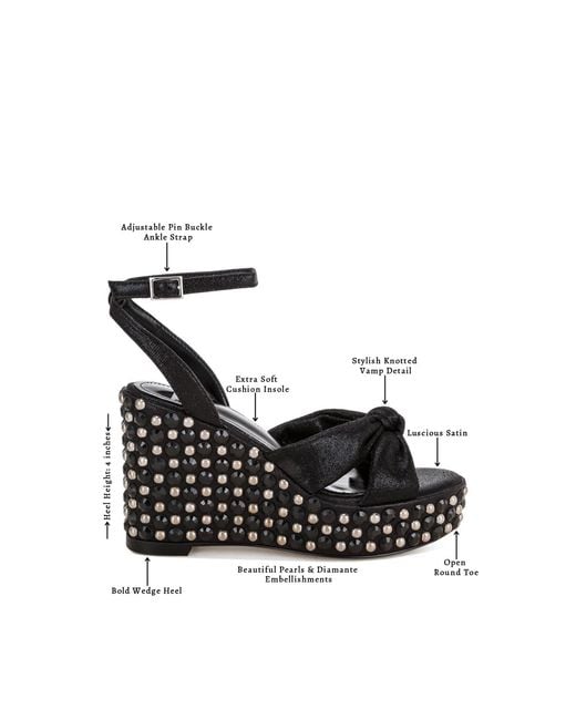 Rag & Co Green Moondot Embellished Wedge Heel Sandals