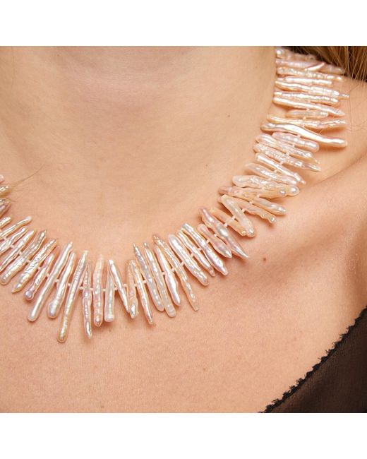Pearls of the Orient Online White Decus Stick Cultured Freshwater Pearl Necklace