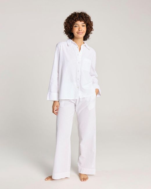 Nudea White Seersucker Boxy Shirt