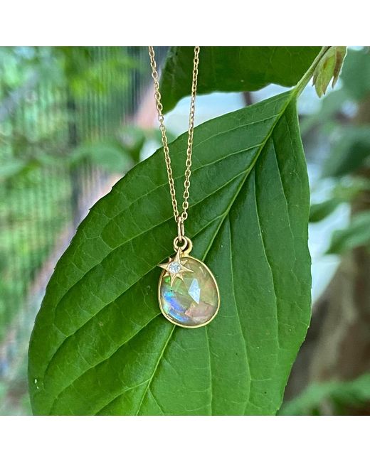 KAMARIA Metallic Peach Tourmaline Necklace With Diamond And Star Charm