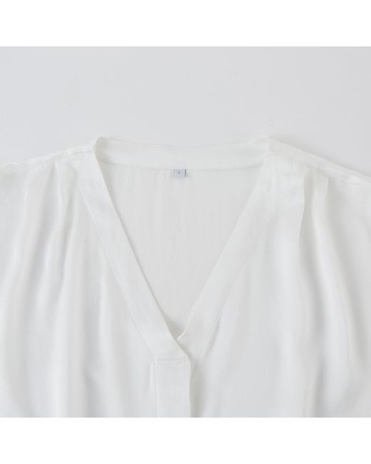 Soft Strokes Silk White Pure Mulberry Silk Top Regular Fit