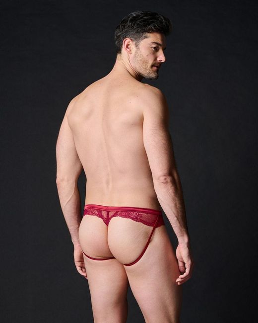 Journelle Red Sapna Jock Strap Thong Claret for men