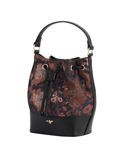 Fable England Black Deco Blooms Bucket Bag
