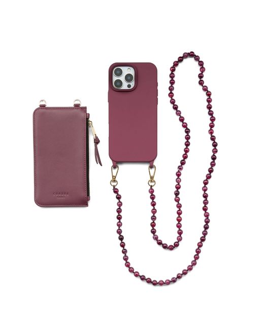 Cordée Cases Purple Scarlett 3-Piece Crossbody Phone Case Set Burgundy
