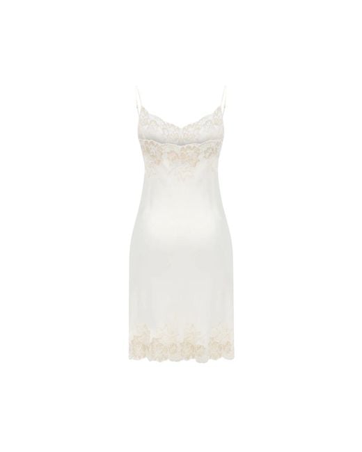Bocan Couture White Jewel Short Rayon Nightgown With Lace