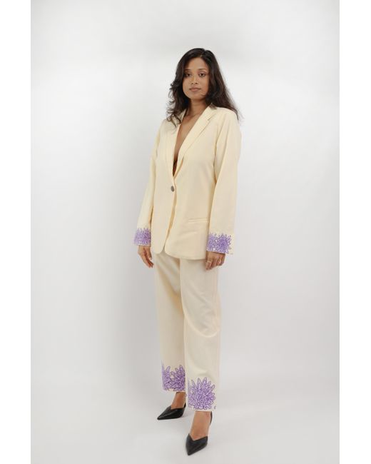 Celeste Mendis Natural Neutrals Manel Blossom Embroidered Suit Set