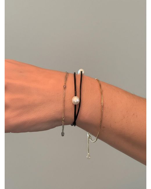 Florentis Jewellery Metallic Asymmetrical Double Loop Leather & Pearl Bracelet