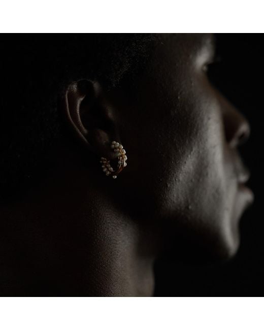 Kasun Metallic Pearl Cluster Hoop Earring Vermeil