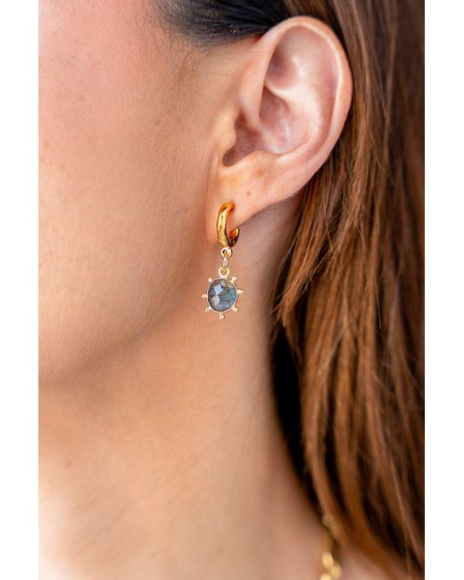 Loni Paul Jewelry Metallic Labradorite Charm Hoop Earrings